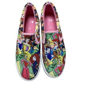 Disney Princess Slip-On Shoes Size 5 Multicolor Canvas Sneakers By Ground Up